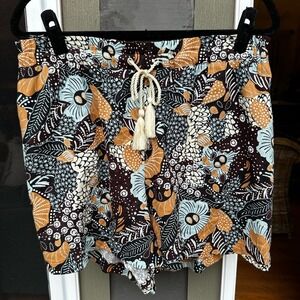 Joie Women's Size 12 Linen Blend Floral Print Drawstring Shorts